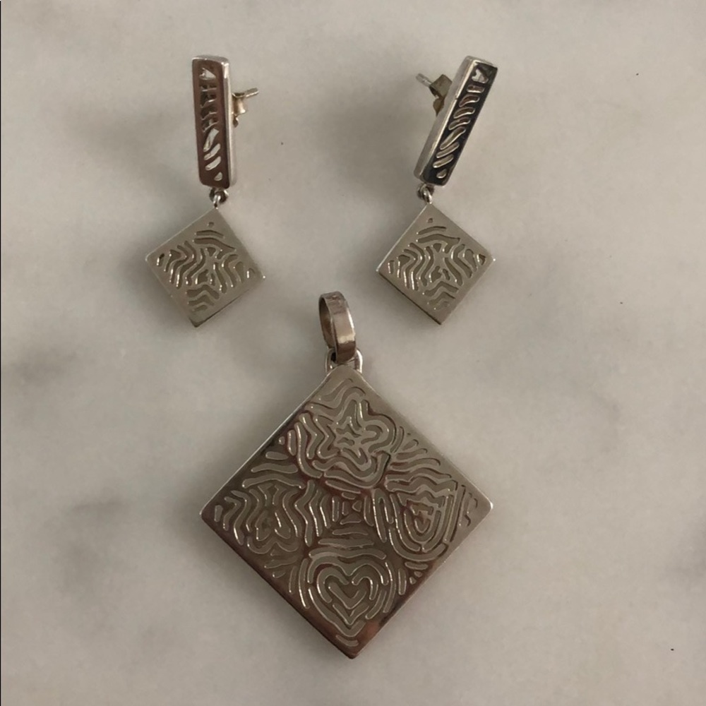 Tous Silver Pendant and Earrings